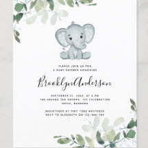 Elephant Baby Shower Invitations