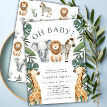 Safari  Baby Shower Invitations